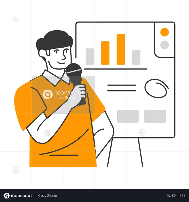 Businessman announces market figures  Illustration