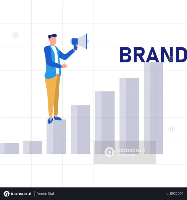 Businessman Announcing About Brand Graph  Illustration