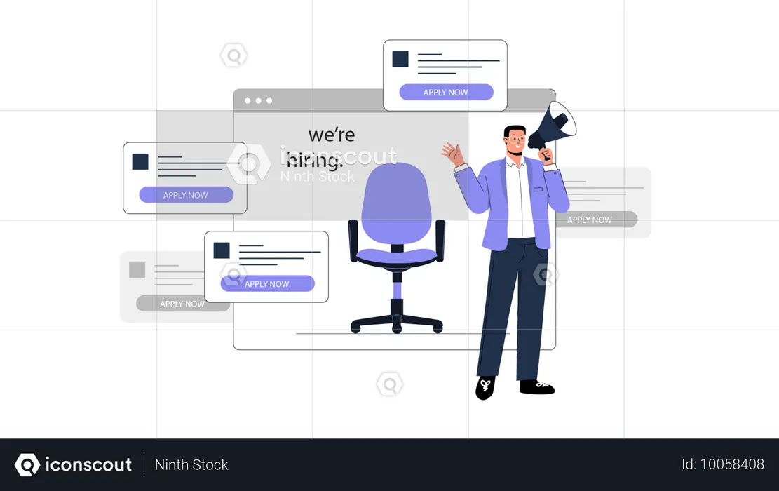 구인공고를 발표하는 사업가  일러스트레이션