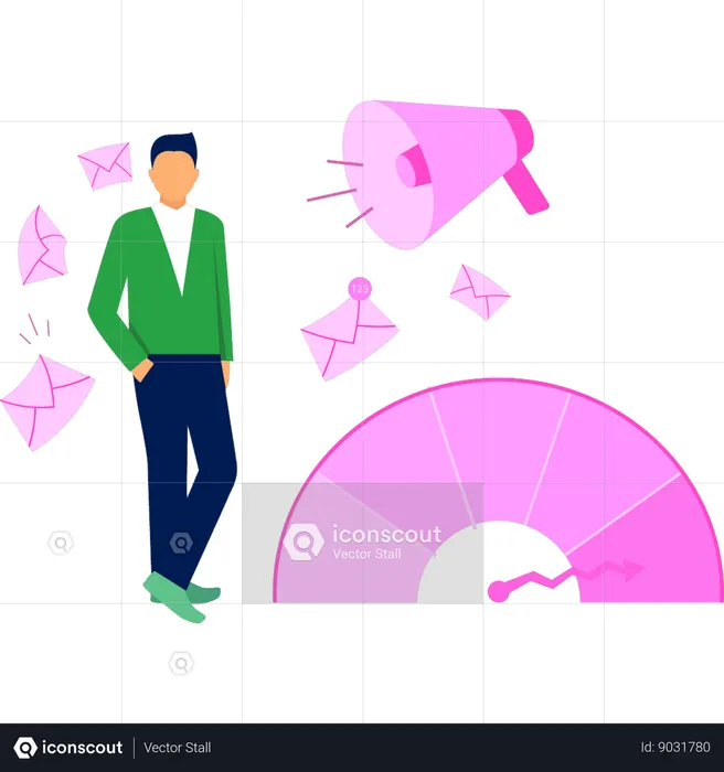 Businessman announcing through megaphone  Illustration