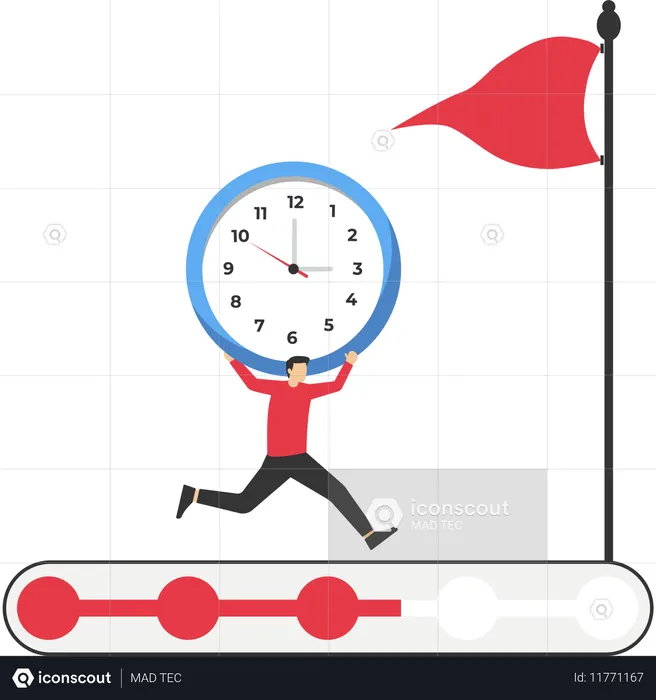 Businessman approaches business deadlines  Illustration