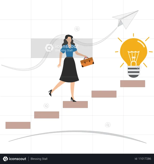 Businessman approaching business idea  Illustration