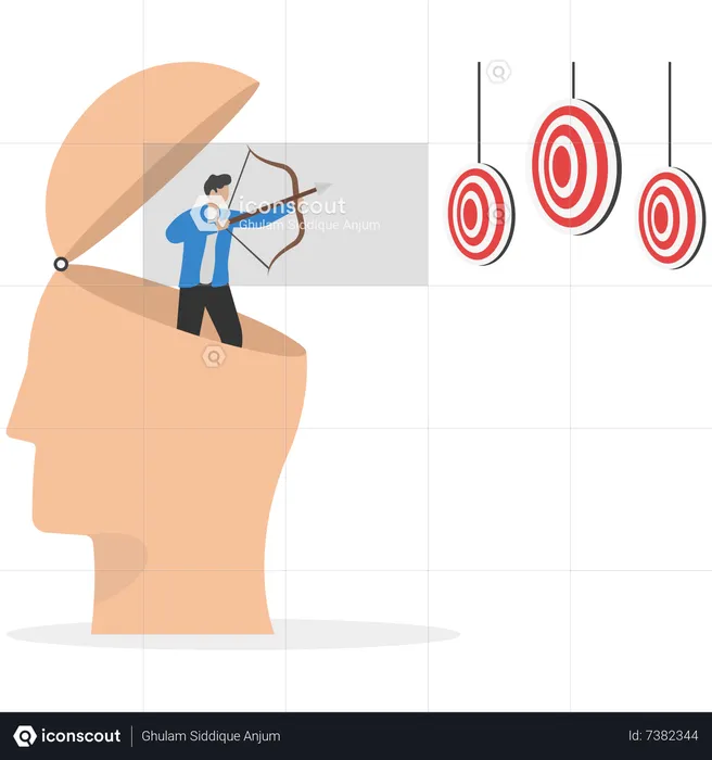 Businessman archery aiming bot to hit target  Illustration