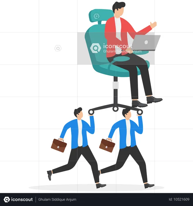 Businessman are carried on their leader's stretcher  Illustration