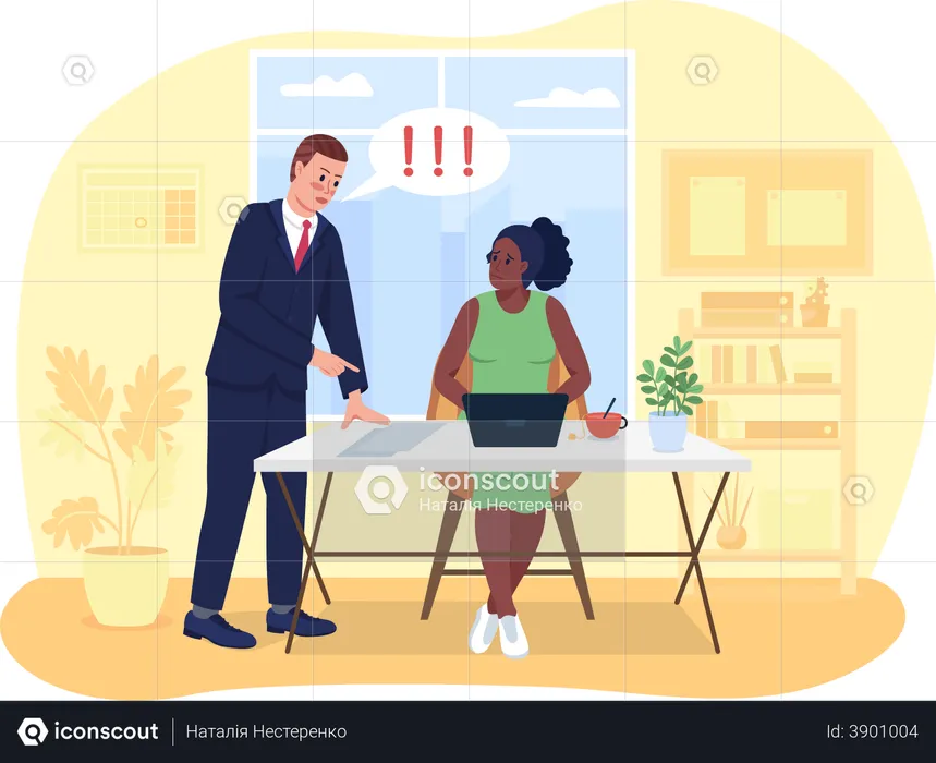 Businessman arguing with female employee  Illustration