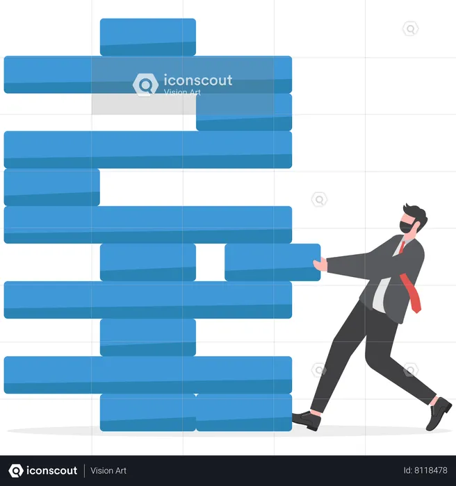 Businessman arranging blocks for business development  Illustration