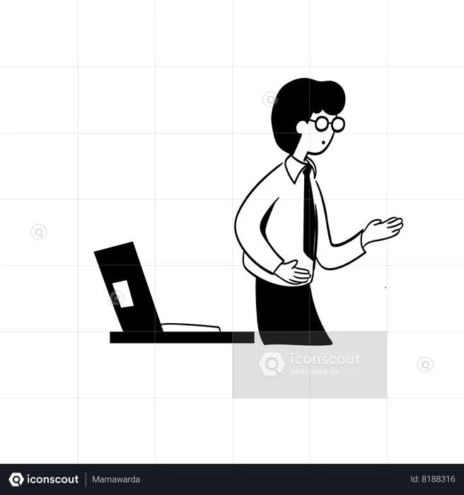 Businessman arrive late in office  Illustration