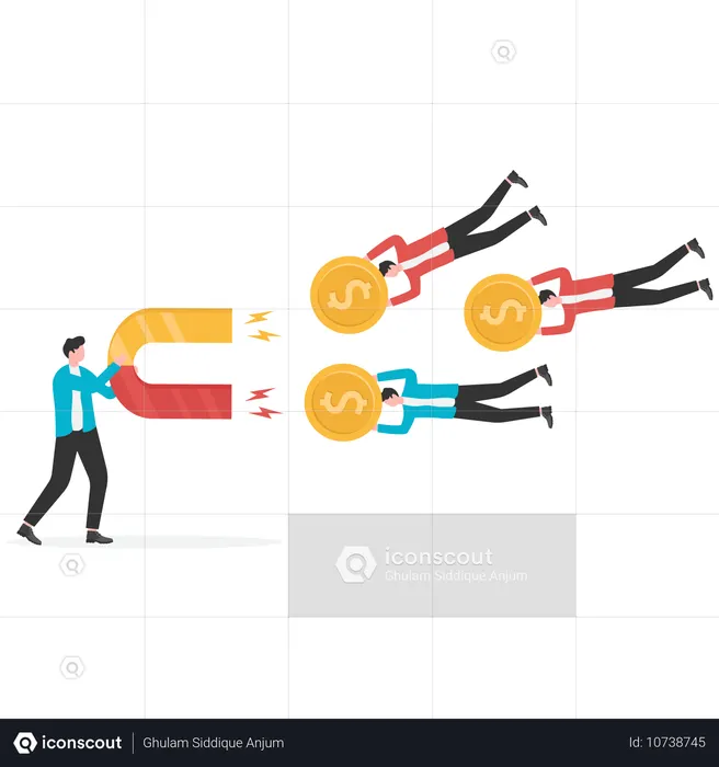 Businessman attracting business opportunities  Illustration