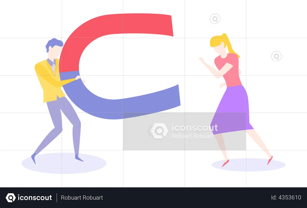 Businessman attracting female customers  Illustration