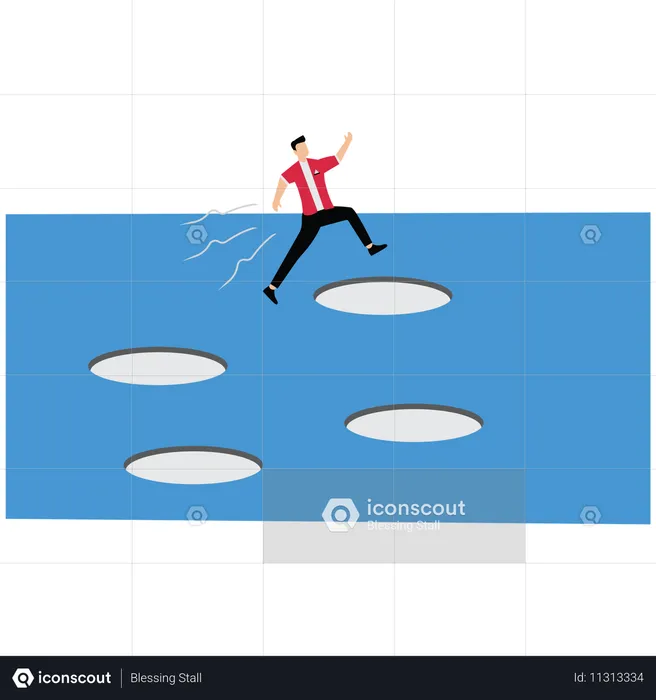 Businessman avoid pitfall for business failure  Illustration