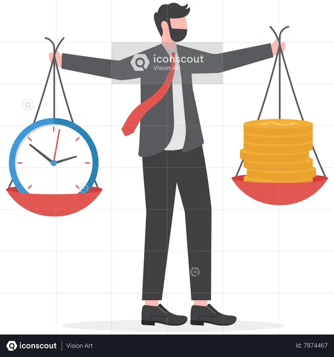 Businessman balance time and money  Illustration