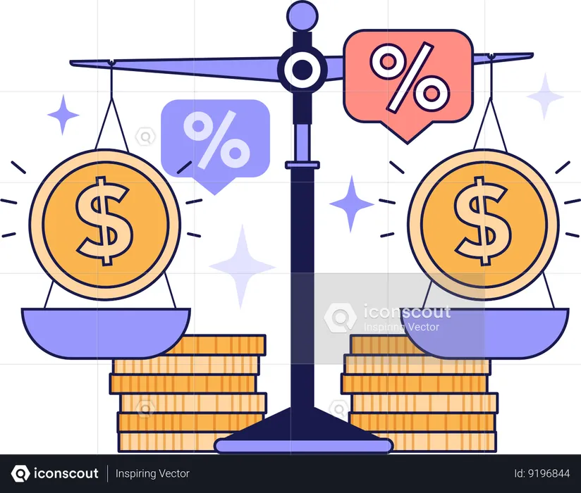 Businessman balances incomes and expenses  Illustration