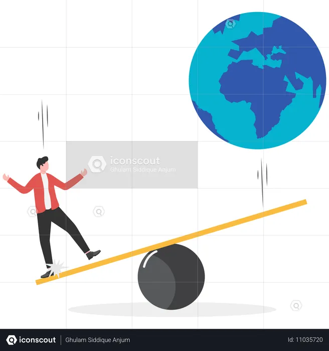 Businessman balances international trade  Illustration