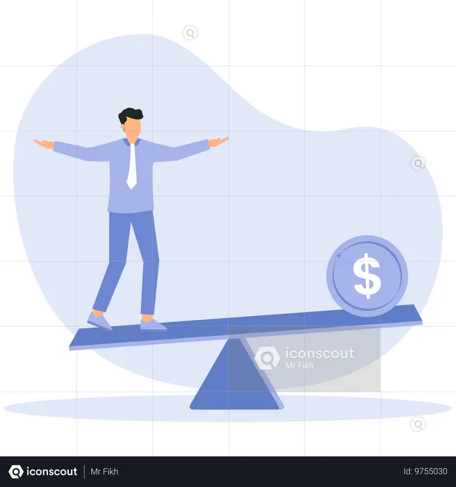 Businessman balances money  Illustration