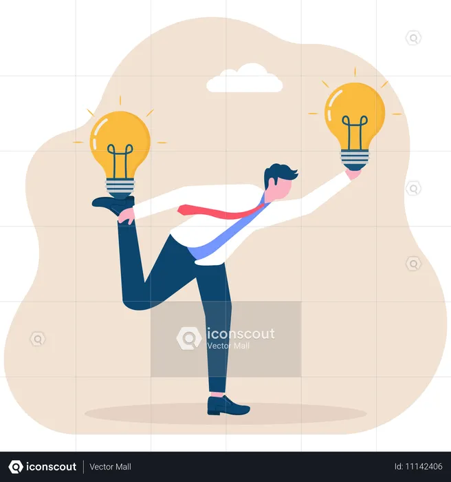 Businessman balancing business idea  Illustration