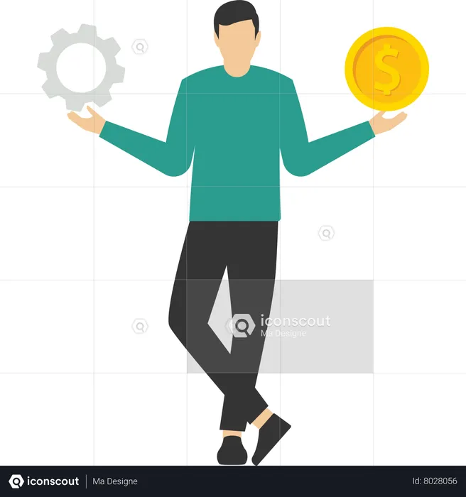 Businessman balancing money and time  Illustration