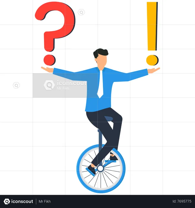 Businessman balancing question and answer  Illustration