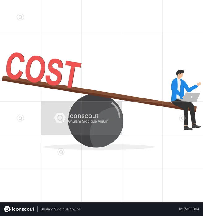Businessman balancing work and cost  Illustration