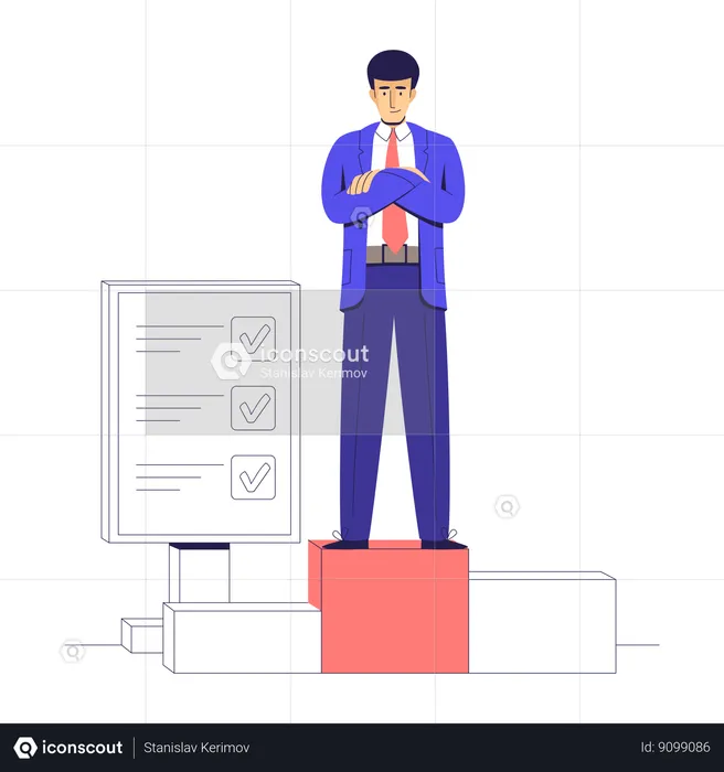 Businessman became leader and winner  Illustration