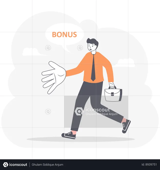 Businessman begging bonus  Illustration