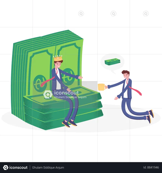 Businessman begging rich man  Illustration