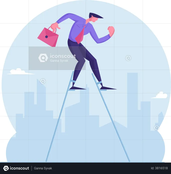 Businessman being careful and moving forward  Illustration