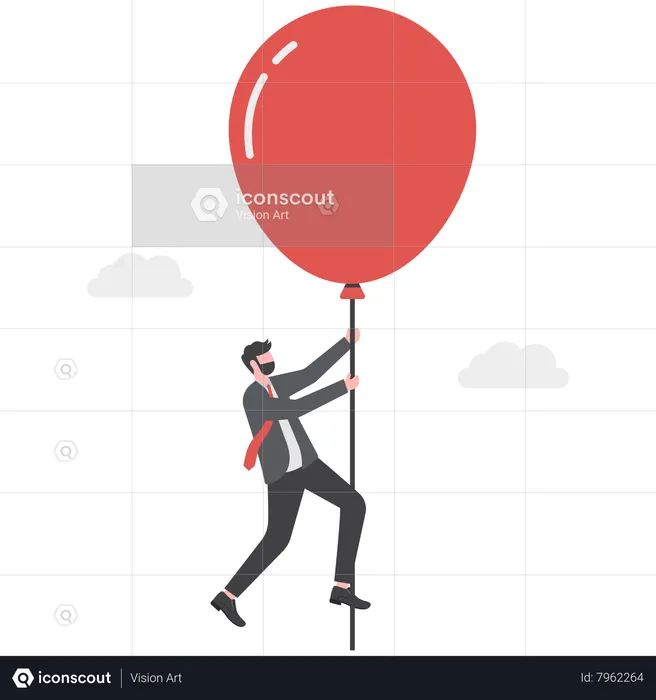 Businessman being lifted by balloons  Illustration
