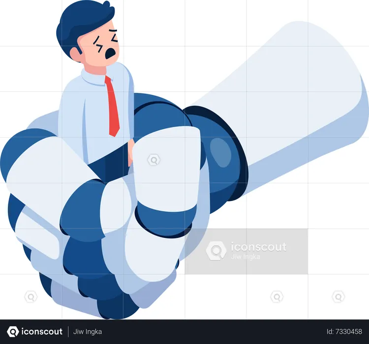 Businessman Being Squeezed by Ai Robot Hand  Illustration