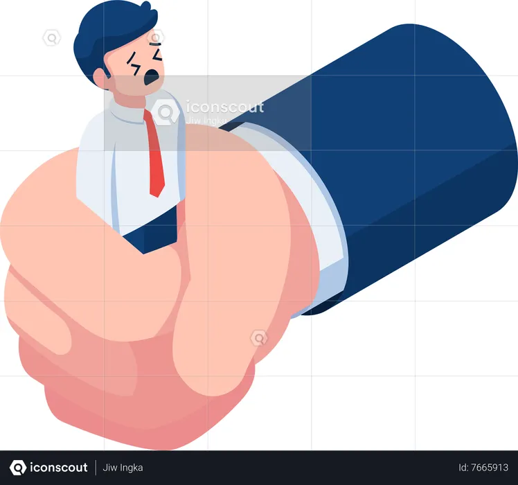 Businessman Being Squeezed by Giant Hand Oppression and Work Under Pressure  Illustration