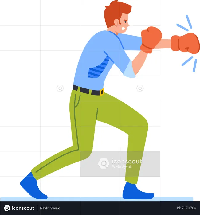 Businessman Boxing Fight  Illustration