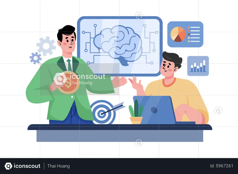 Businessman brainstorming about startup  Illustration