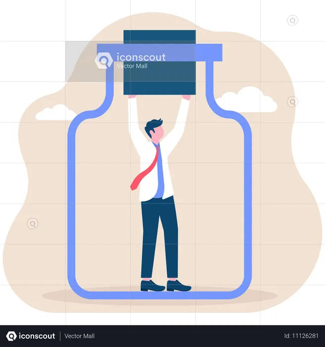 Businessman Break through bottleneck  Illustration