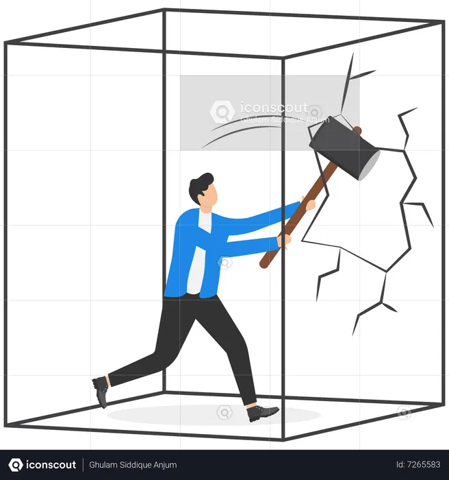 Businessman breaking comfort zone  Illustration