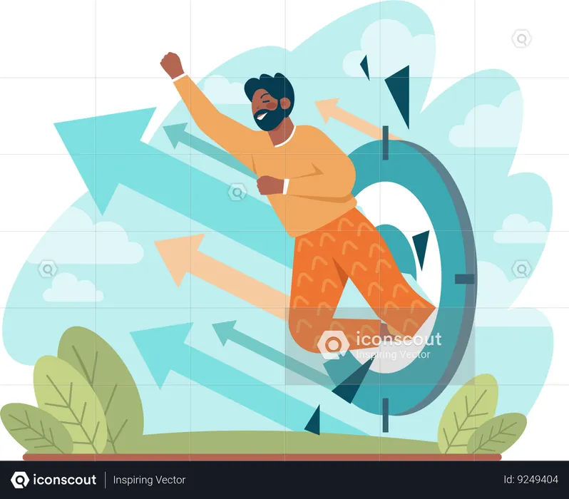Businessman breaking through challenges  Illustration