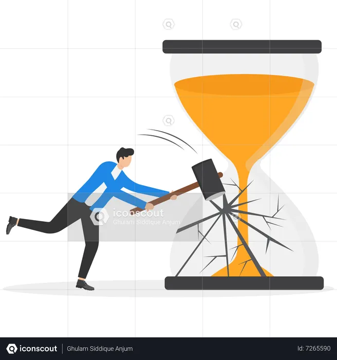 Businessman breaking time barrier  Illustration