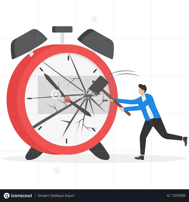 Businessman breaking time limit  Illustration