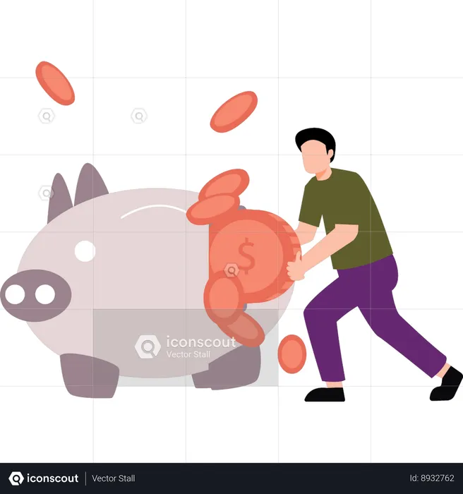 Businessman breaks his personal savings  Illustration