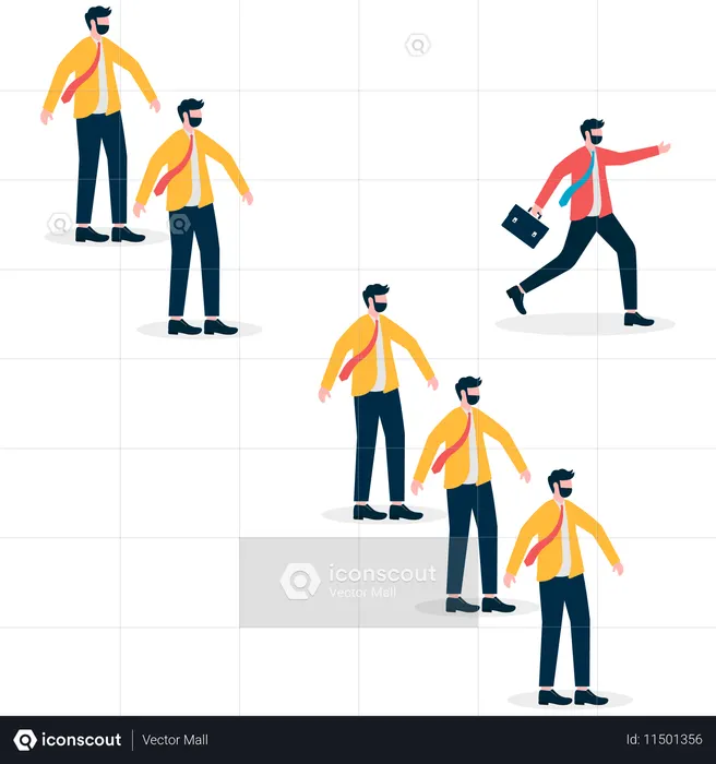 Businessman broken queue and choice right way  Illustration