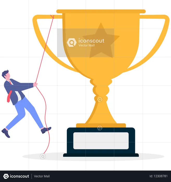 Businessman Building ladder to success  Illustration