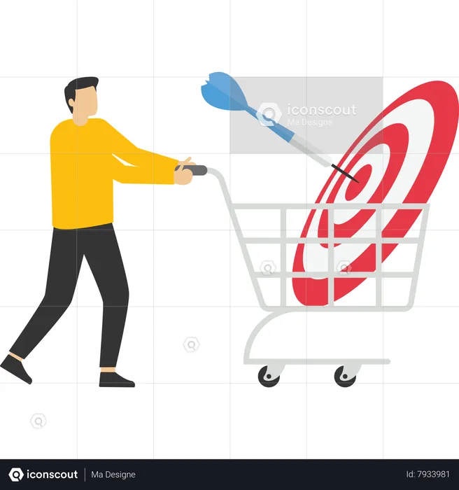 Businessman buy goal with shopping cart  Illustration