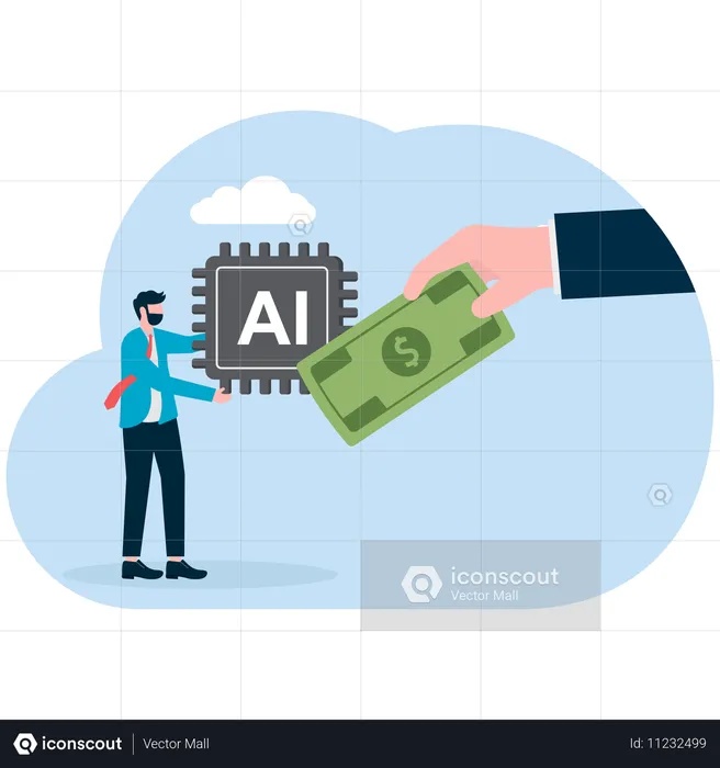 사업가가 AI 칩을 구매하다  일러스트레이션