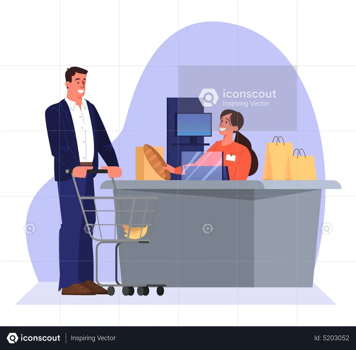 Businessman buying groceries  Illustration