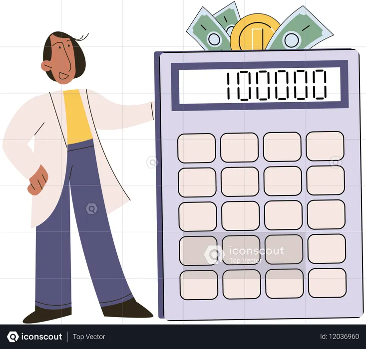 Businessman calculating personal budget  Illustration