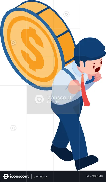 Businessman Carry Money and Going Forward  Illustration
