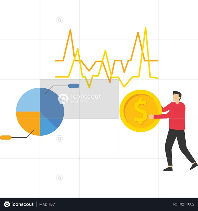 Businessman carry stack of coins  Illustration