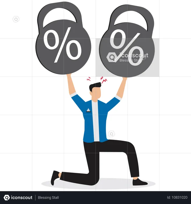 Businessman carrying business debt burden  Illustration