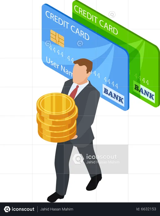 Businessman carrying coins  Illustration
