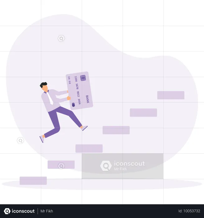 Businessman carrying heavy credit card debt financial  Illustration