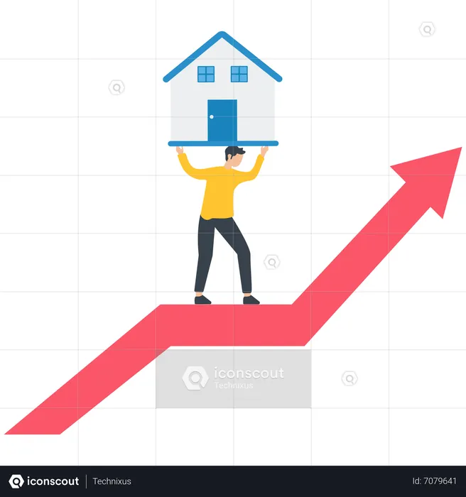 Businessman Carrying House on graph  Illustration