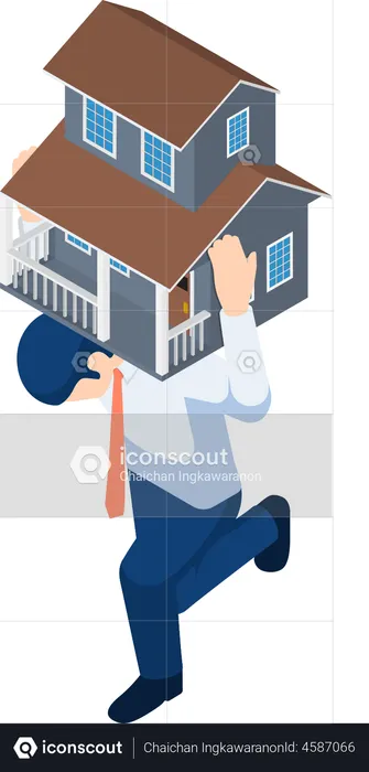 Businessman carrying huge debt  Illustration